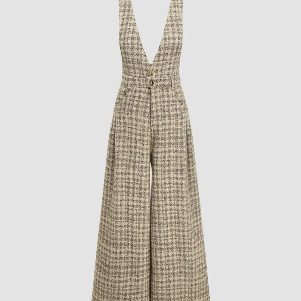 Cider Tweed Wide Leg Jumpsuit Size Large